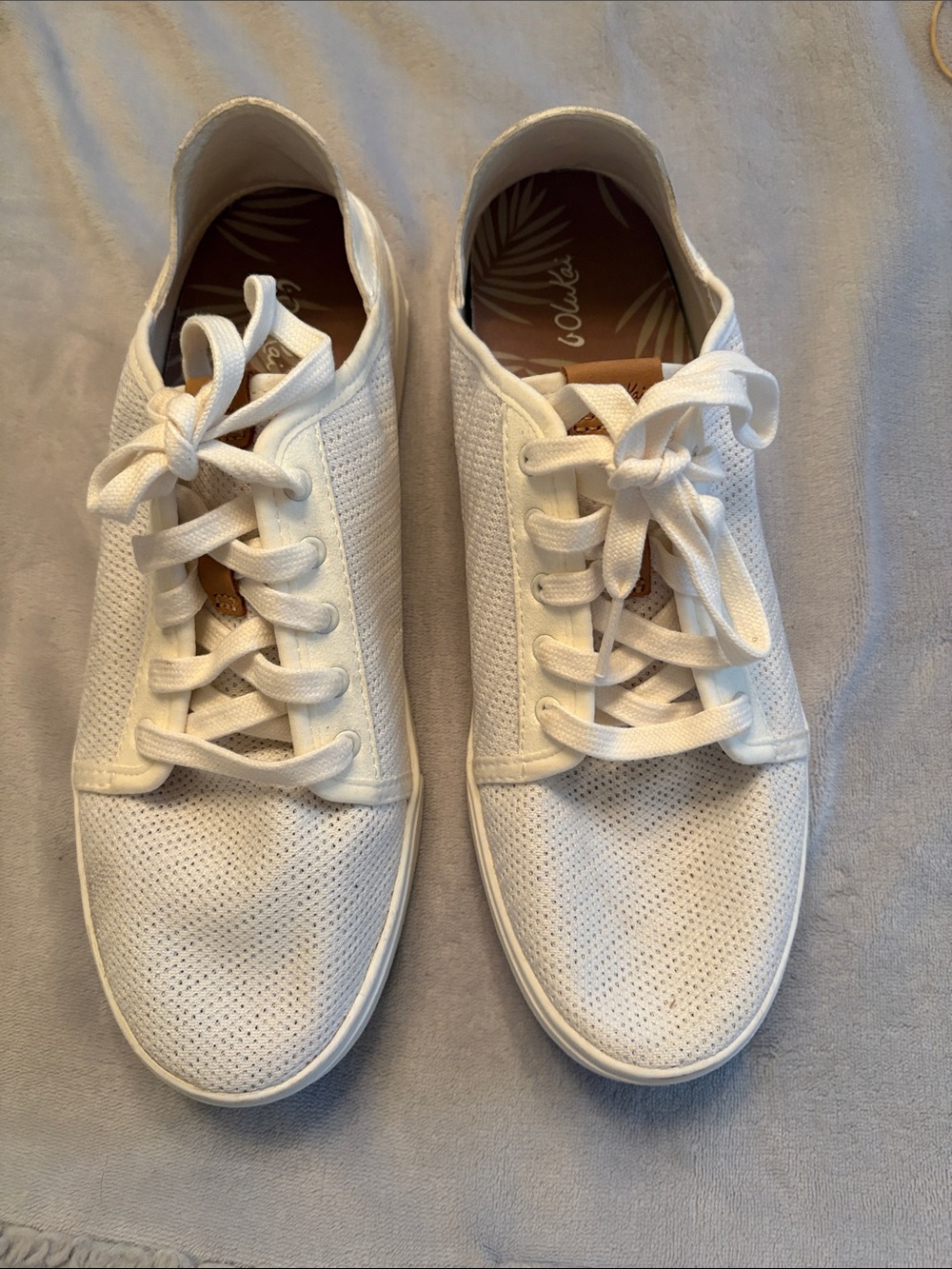 OluKai White Perforated Women’s Lace-Up Sneakers